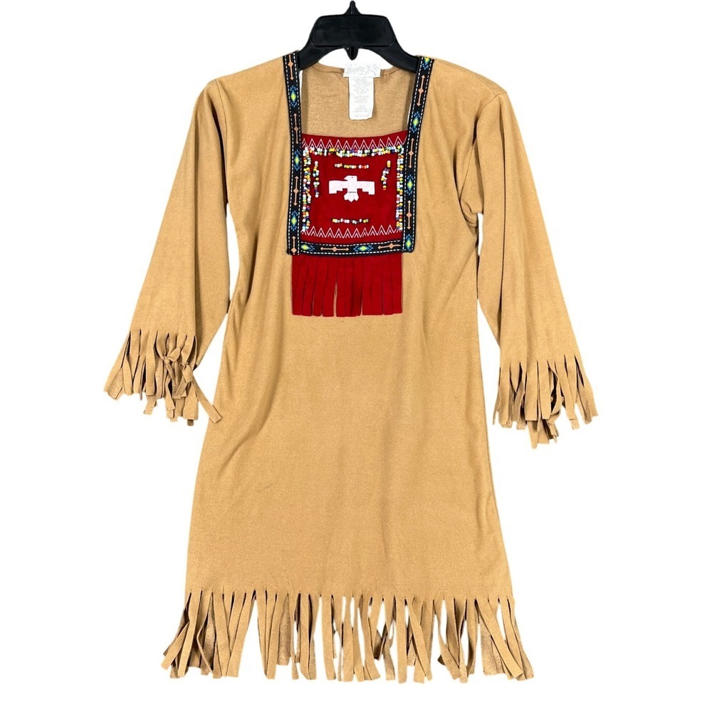 Vintage Native American Costume Kids M Running Brook Fringe Western Cowgirl 80s